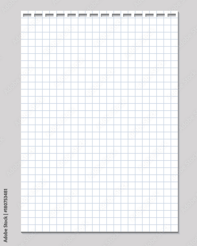 Poster realistic vector illustration of blank sheet of square paper from a block isolated on a gray backgro