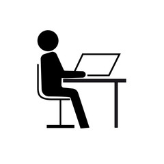 Man sitting at the table black on a white background