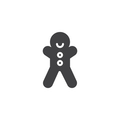 Gingerbread man biscuit icon vector, filled flat sign, solid pictogram isolated on white. Christmas sweets symbol, logo illustration.