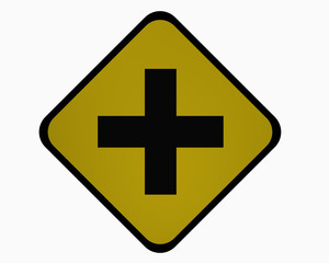 Verkehrsschild USA: Straßenkreuzung, auf weiß isoliert