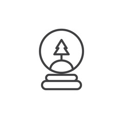Christmas snow globe with christmas tree line icon, outline vector sign, linear style pictogram isolated on white. Symbol, logo illustration. Editable stroke