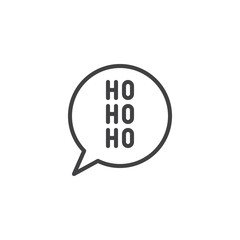 Christmas speech bubble with ho ho ho line icon, outline vector sign, linear style pictogram isolated on white. Santa Claus laughter symbol, logo illustration. Editable stroke