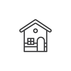 Gingerbread house line icon, outline vector sign, linear style pictogram isolated on white. Symbol, logo illustration. Editable stroke