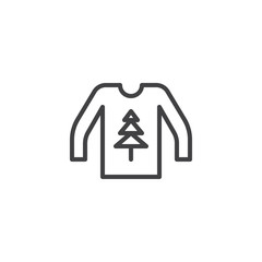 Christmas sweater line icon, outline vector sign, linear style pictogram isolated on white. Symbol, logo illustration. Editable stroke