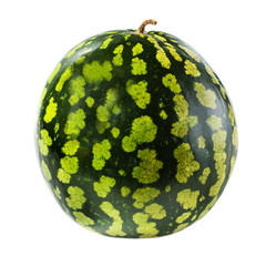 Ripe whole  watermelon berry isolated on white background. One full  watermelon, summer concept.