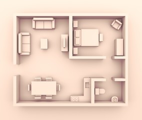 Floor plan 3d render