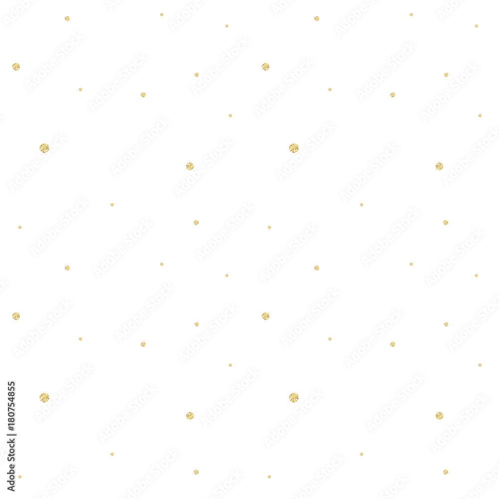 Poster Golden confetti pattern. Modern abstract vector seamless background with small gold texture dots . Perfect for festive party invitations, greeting cards and wrapping paper.