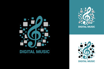 Fototapeta premium Digital Music Logo Template Design