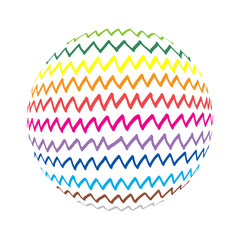 Abstract shape with colorful zigzag lines pattern