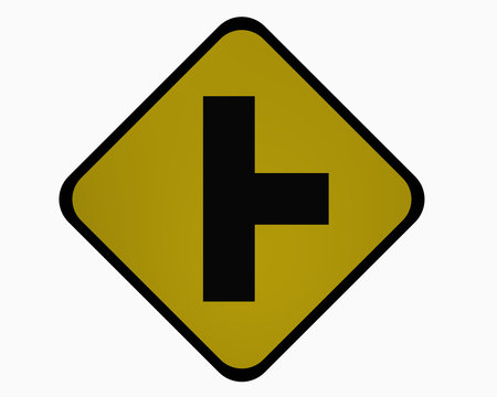 Verkehrszeichen USA : Nebenstraße im rechten Winkel, auf weiß isoliert, 3d rendering