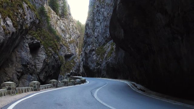 road at the famous romanian canyon Cheile Bicazului 