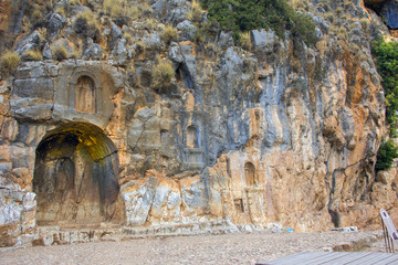 Archaeological site - the cave of God Pan in Banias National Park, Israel.