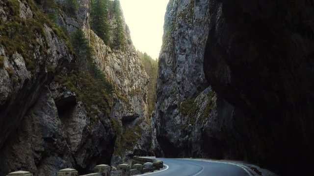 road at the famous romanian canyon Cheile Bicazului 