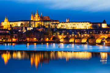 View of Charles Bridge Karluv most and Prague Castle