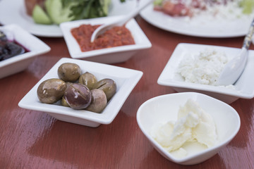traditional turkish breakfast on table