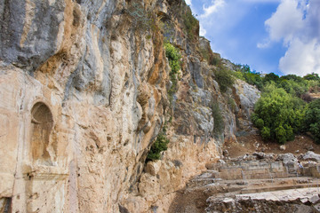 Archaeological site - the cave of God Pan in Banias National Park, Israel.