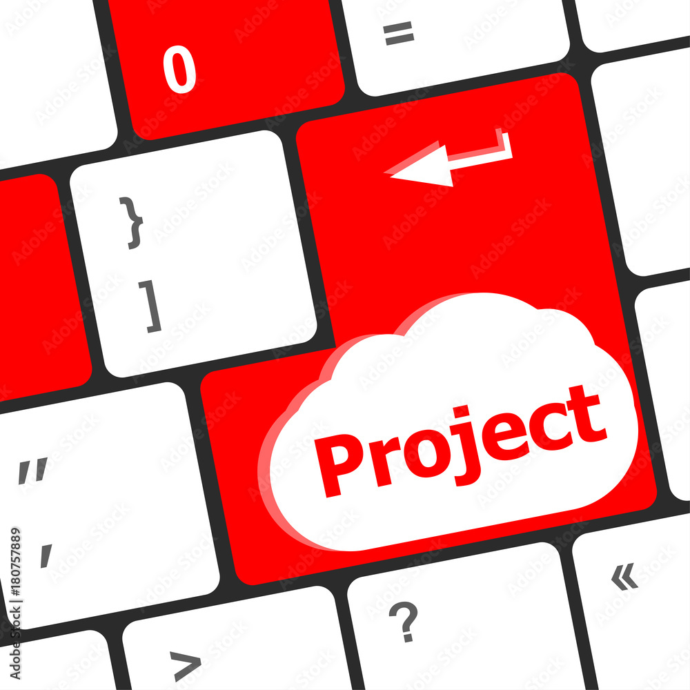 Poster future time concept with project key on computer keyboard