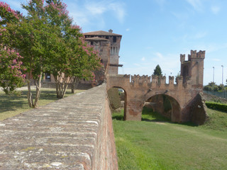 Fototapeta premium The garden and the mighty walls of the medieval castle of Soncino - Cremona - Italy