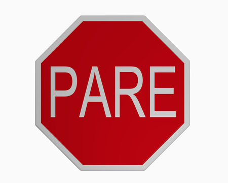 Verkehrszeichen USA (Puerto Rico): Stoppschild, auf weiß isoliert, 3d rendering