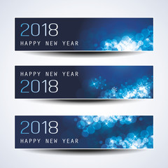Set of Horizontal Christmas, New Year Headers or Banners - 2018