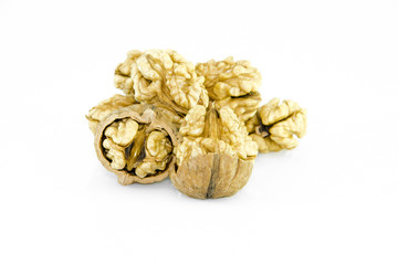 Walnuts isolated on white background. With clipping path.