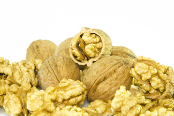 Walnuts isolated on white background. With clipping path.