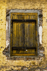 Wooden window of abandonded house