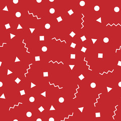 Geometric seamless pattern. Hipster creative design. Trendy background with triangles, the zigzag line, a square and a circle 