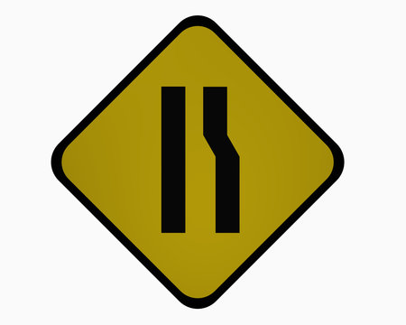 Verkehrszeichen USA: Einseitig rechts verengte Fahrbahn, auf weiß isoliert, 3d rendering