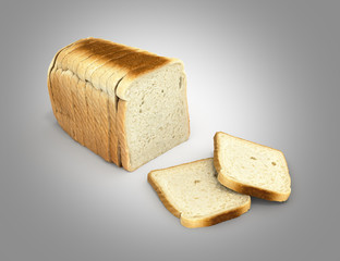 Sliced bread isolated on grey gradient background 3d