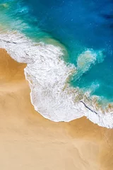 Fototapete Meer / Ozean Luftaufnahme zum tropischen Sandstrand und zum blauen Meer