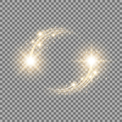 Glittering star dust, circle of lights, golden color