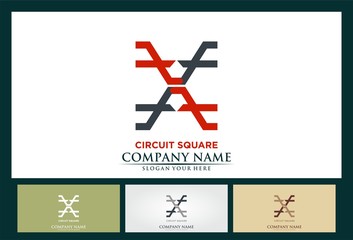 Obraz premium letter A square circuit logo