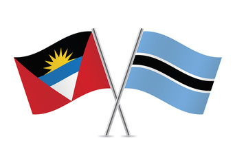 Antigua and Barbuda and Botswana flags.Vector illustration.