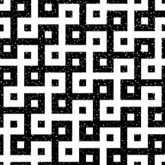 Seamless black and white grunge straight vintage pixel zigzag Spanish op art pattern vector