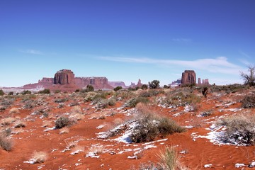 Snow on Monument Valley