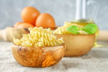 Helix- or corkscrew-shaped pasta. Rotini macaroni. Related to fusilli, but has a tighter helix,...