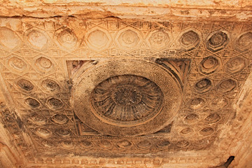 Carving on ceiling in ancient city of Palmyra