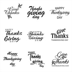 Typographic Thanksgiving Day Design - Happy Thanksgiving Day. Black and white design.