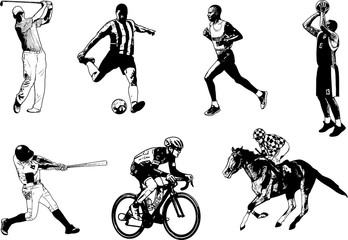Various sports sketch illustration - vector