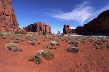 The red sand of the Monument Valley