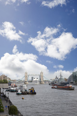 cruise liner under tower bridge