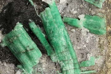 emeralds nestled in bedrock found in Hunan/ China