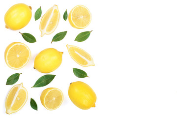 lemon isolated on white background with copy space for your text. Flat lay, top view