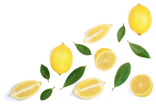 lemon isolated on white background with copy space for your text. Flat lay, top view