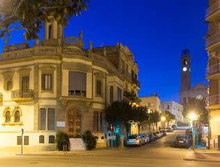Fototapeta na wymiar Old picturesque streets of Badalona in night