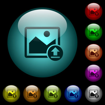 Upload image icons in color illuminated glass buttons