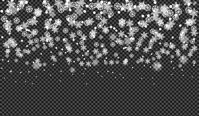 Snowflake vector. The fall of the Christmas snowfall is isolated.