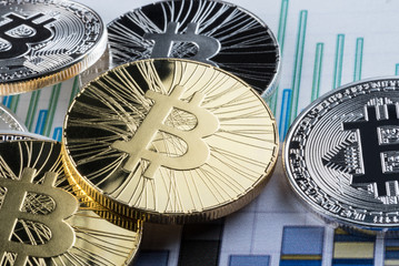 ICO - Initial Coin Offering Bitcoin Digital Electronic Binary Money Financial concept. Bitcoin cash...