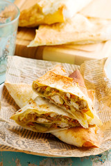 Lavash chicken pies.style rustic